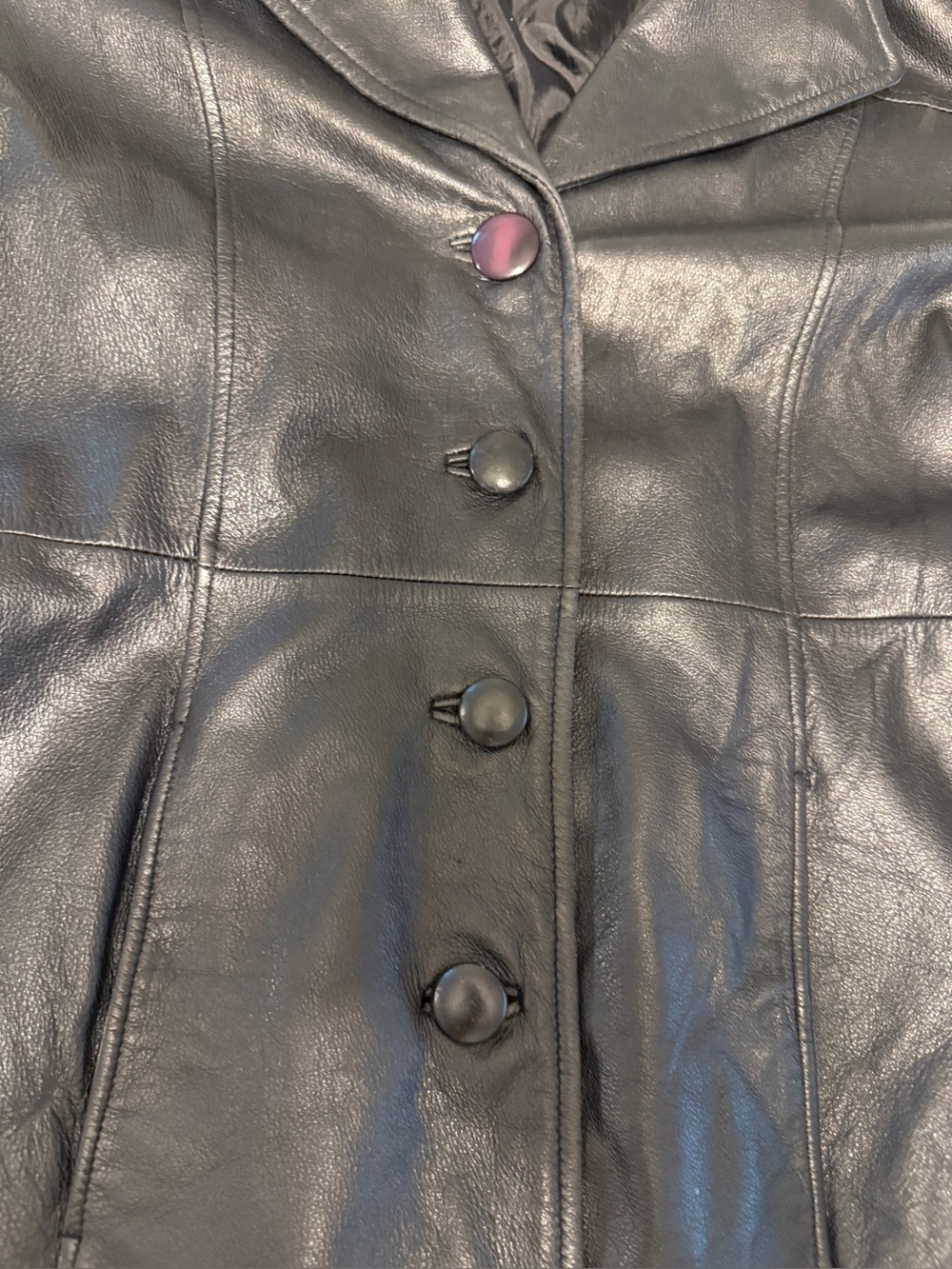 Vintage Jacqueline Ferrar Black Leather Jacket Belted Trench Coat Y2K 90s - Picture 13 of 16